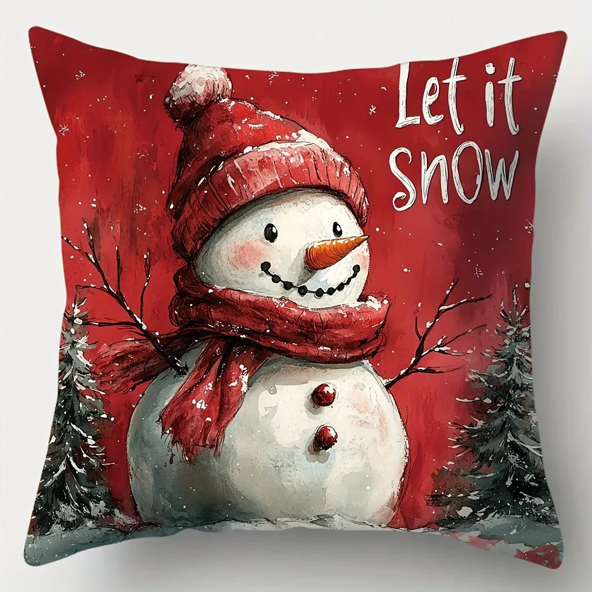 Giftiform™-Joulutyynyliina Joulupukki,lumiukko, joululahja ja joulukuusi – Koristeellinen sohvatyynyn päällinen jouluksi kodin tunnelmaa luomaan