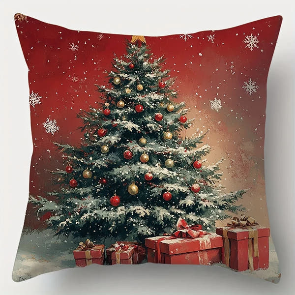 Giftiform™-Joulutyynyliina Joulupukki,lumiukko, joululahja ja joulukuusi – Koristeellinen sohvatyynyn päällinen jouluksi kodin tunnelmaa luomaan